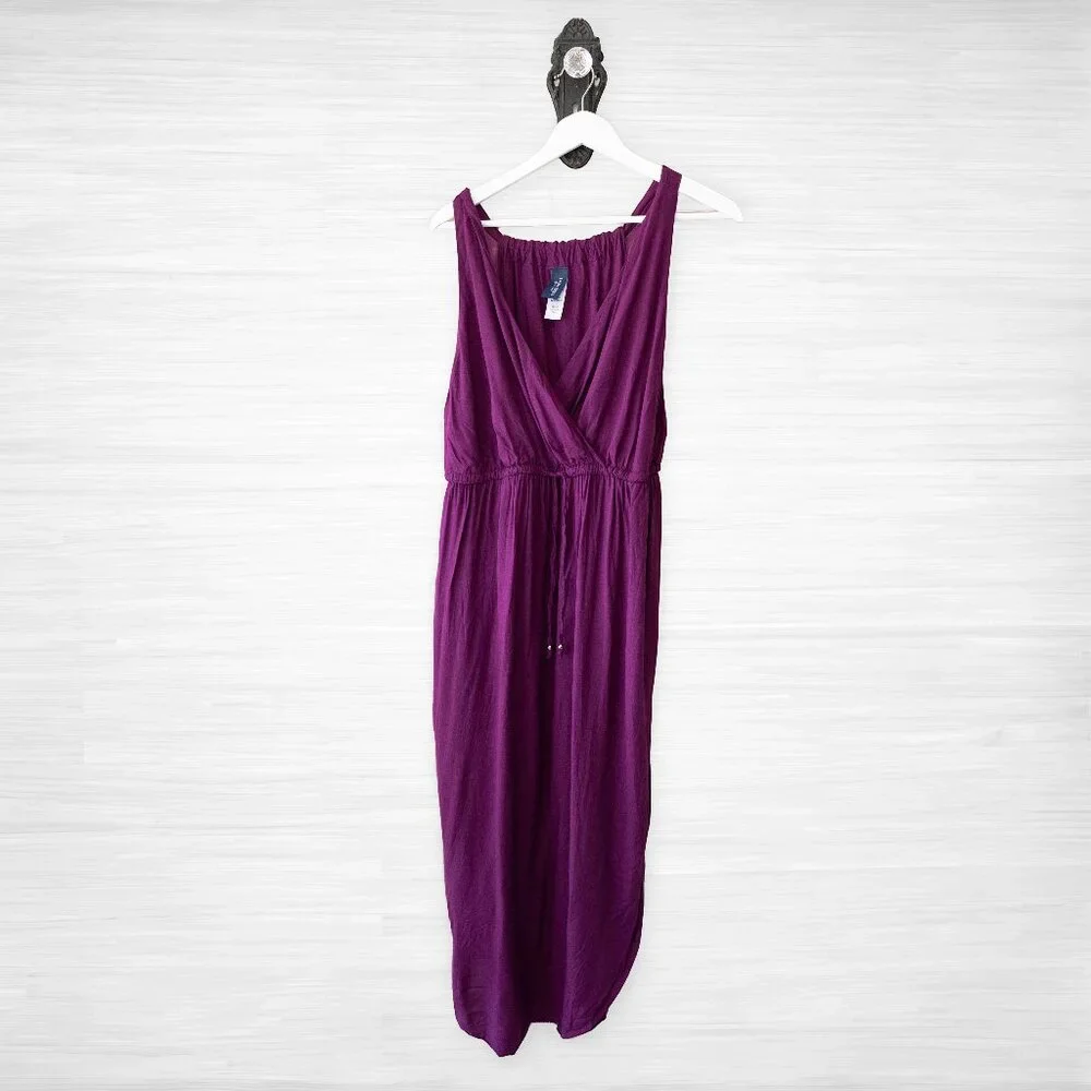 Swimsuits For All Purple Rayon Dress Womens 10/12 Sleeveless V Neck Cover Up - Picture 2 of 14
